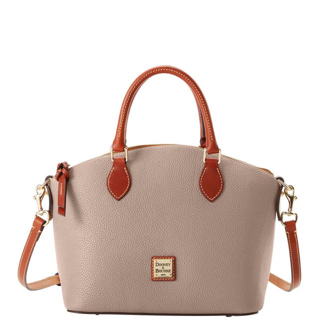 Dooney & Bourke Womens Pebble Grain Geena Leather Satchel Bag in Taupe Product Image