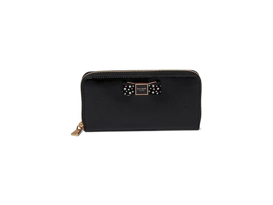 Womens Morgan Bow-Embellished Patent Leather Zip Continental Wallet Product Image