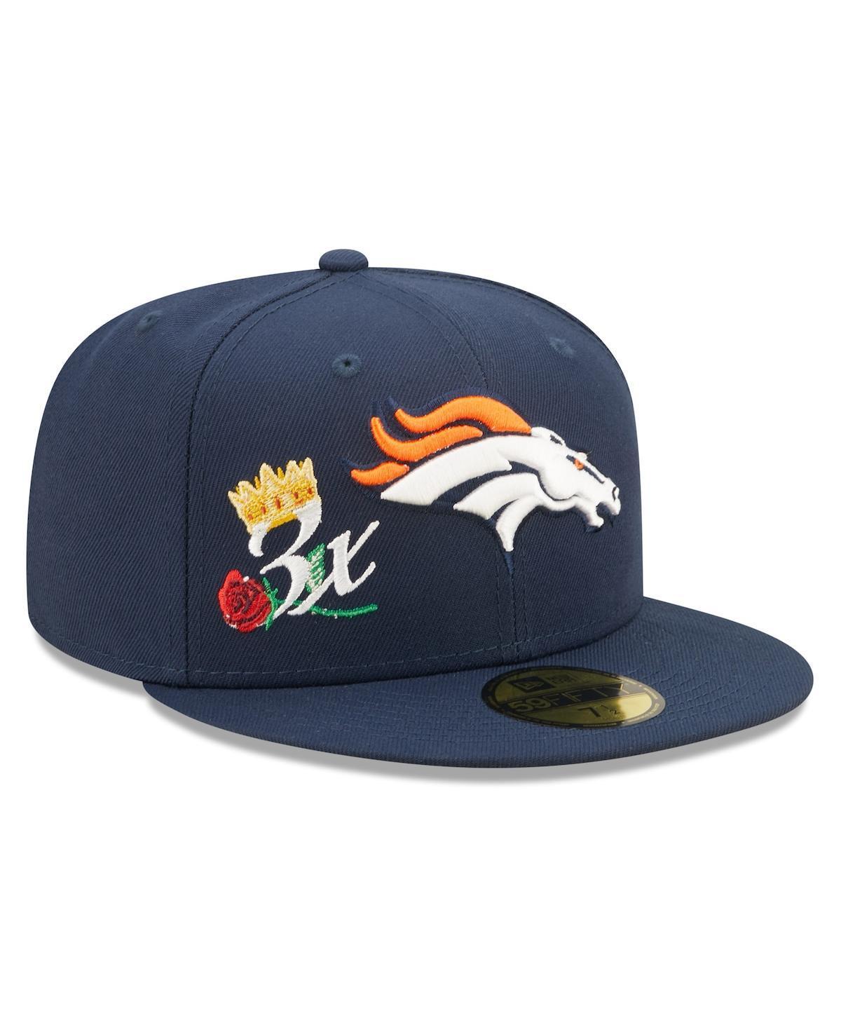 Mens New Era Navy Denver Broncos Crown 3x Super Bowl Champions 59FIFTY Fitted Hat Product Image