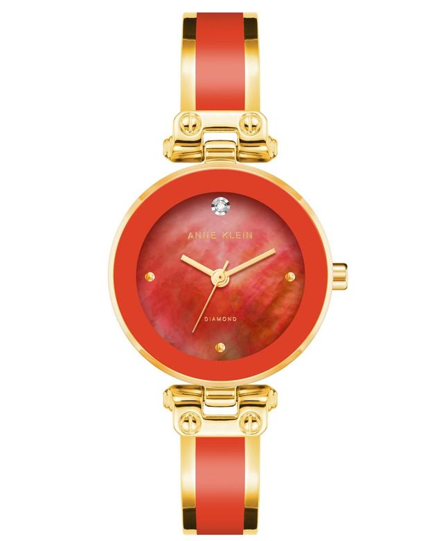 Anne Klein Womens Gold-Tone Alloy Enamel Bangle Watch 34mm - Gold-Tone, Red Product Image