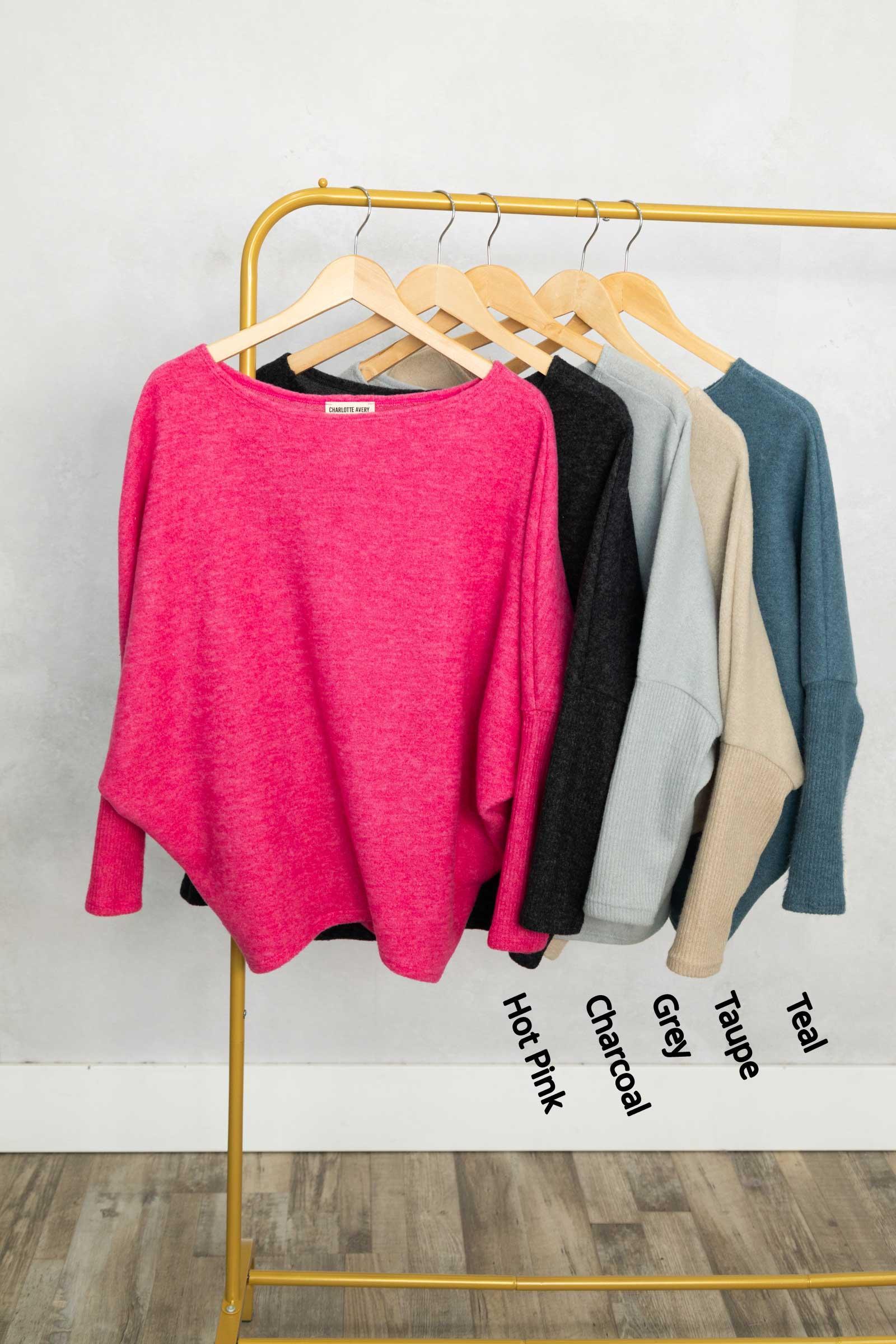 Soft Brushed Long Sleeve Dolman Knit Top Product Image