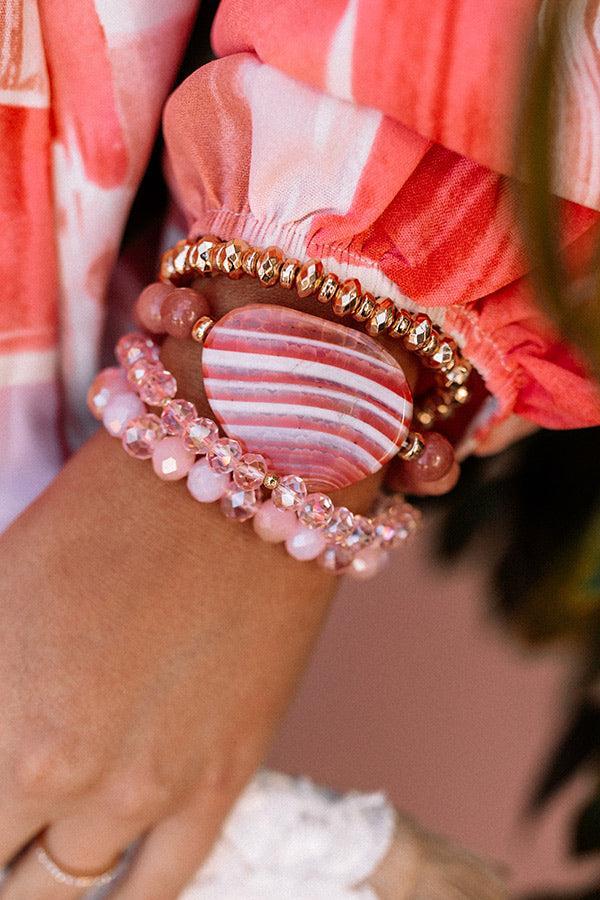 Here to Party Semi Precious Bracelet Set in Pink Product Image