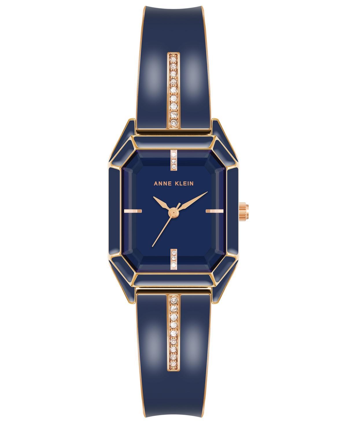 Anne Klein Womens Rose Gold-Tone Alloy Enamel Bangle Watch 32mm - Rose Gold-Tone, Navy Product Image