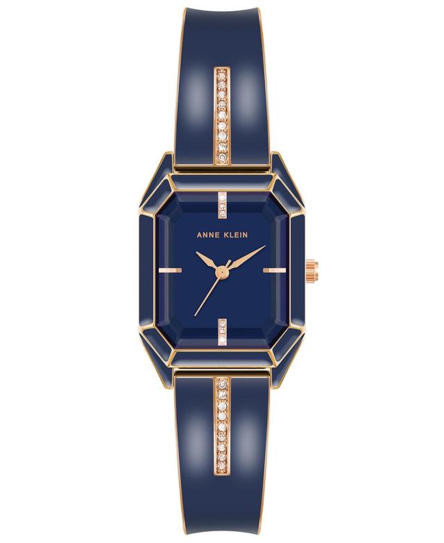 Anne Klein Womens Rose Gold-Tone Alloy Enamel Bangle Watch 32mm - Rose Gold-Tone, Navy Product Image