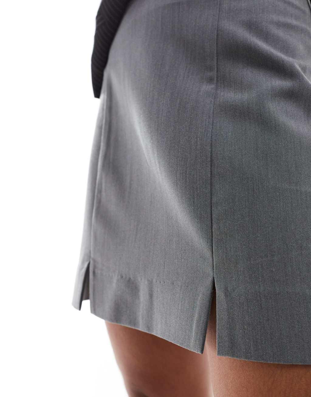 ASOS DESIGN Petite tailored mini skirt with splits in gray Product Image