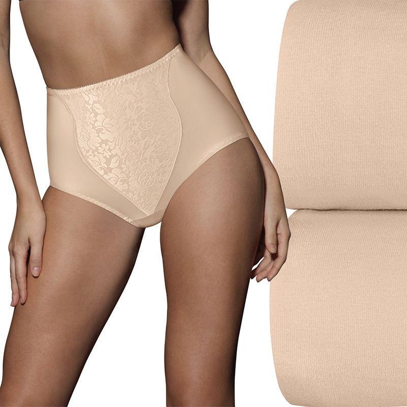 Womens Bali 2-pack Light Control Lace Shaping Brief Panty Set X372 Soft Brown Product Image