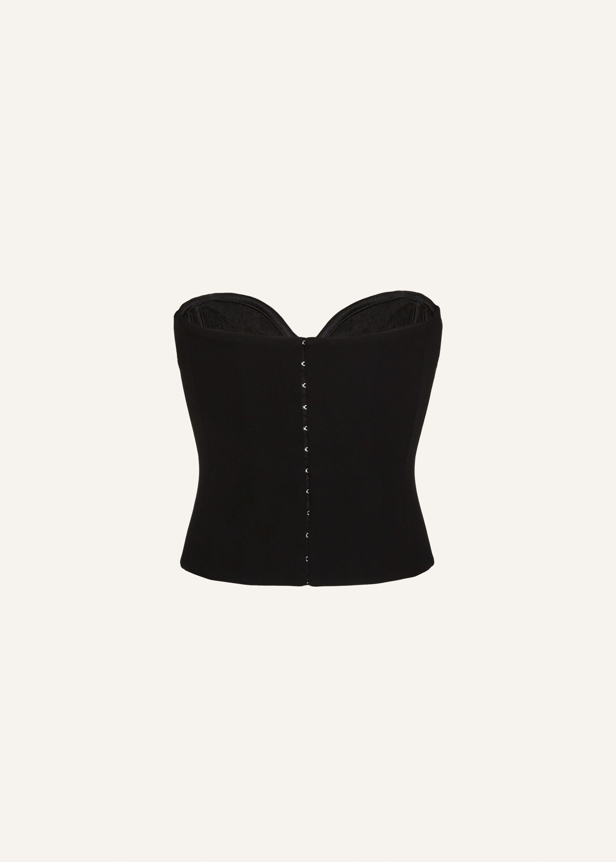 Draped wool corset in black Product Image