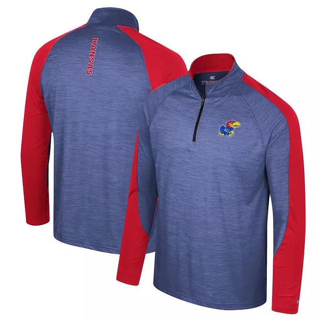 Mens Colosseum Royal Kansas Jayhawks Langmore Raglan Quarter-Zip Top Product Image