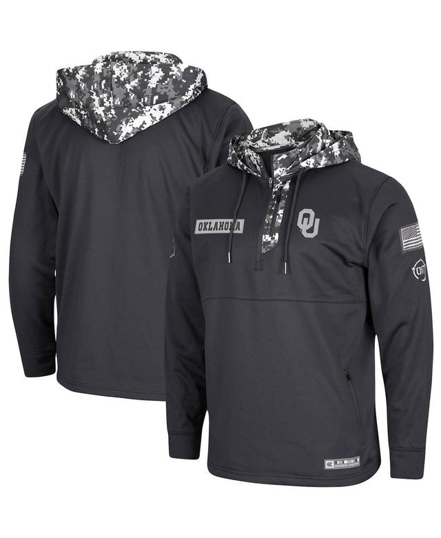 Mens Colosseum Charcoal Nebraska Huskers OHT Military Appreciation Digi Camo Quarter-Zip Hoodie Product Image