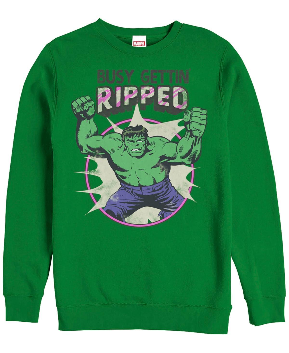 Marvel Mens Classic Comics Hulk Busy Gettin Ripped, Crewneck Fleece Product Image