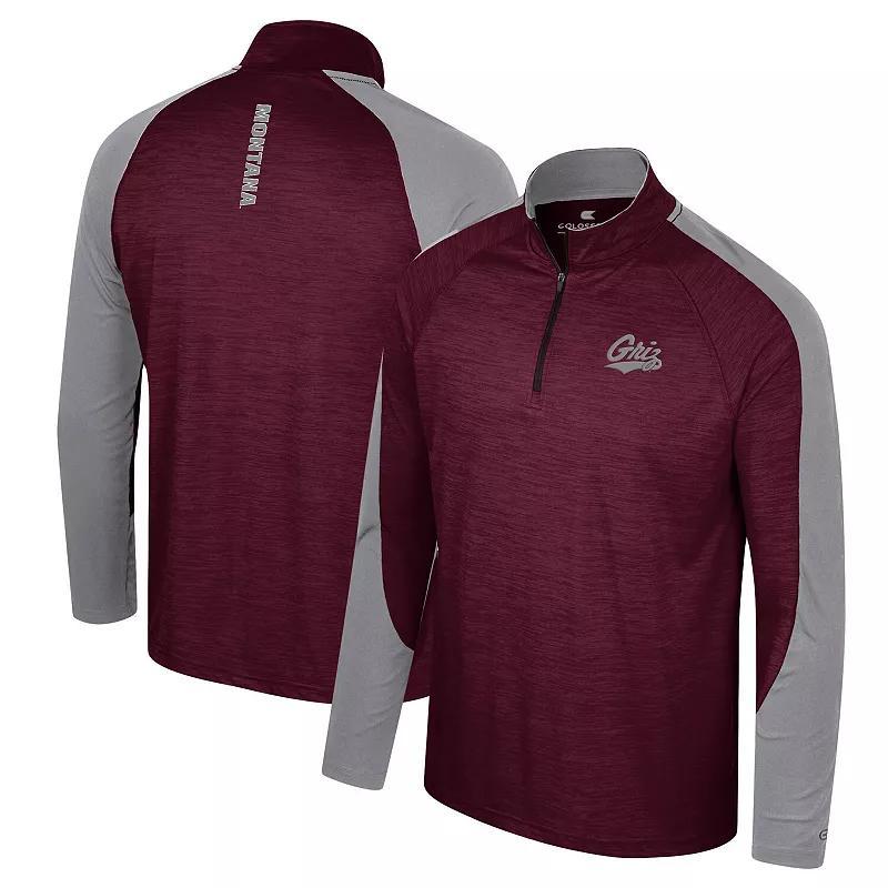 Mens Colosseum Maroon Montana Grizzlies Langmore Raglan Quarter-Zip Top Product Image