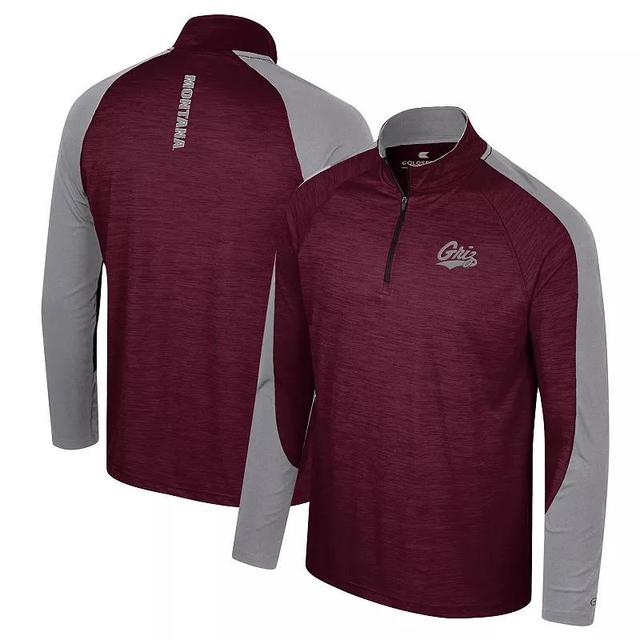 Mens Colosseum Maroon Montana Grizzlies Langmore Raglan Quarter-Zip Top Product Image