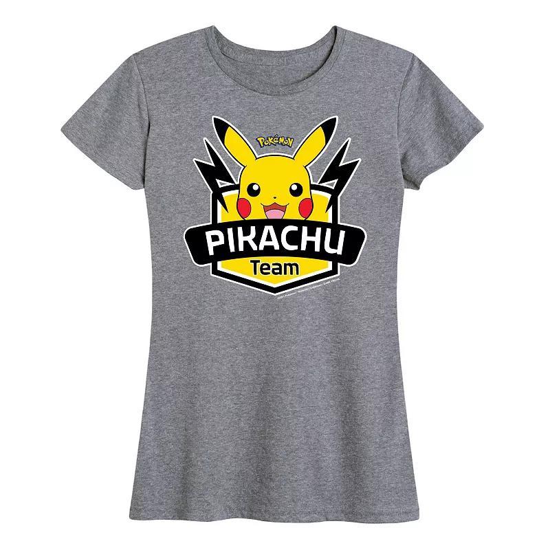 Womens Pokemon Team Pikachu Graphic Tee Grey Gray Product Image