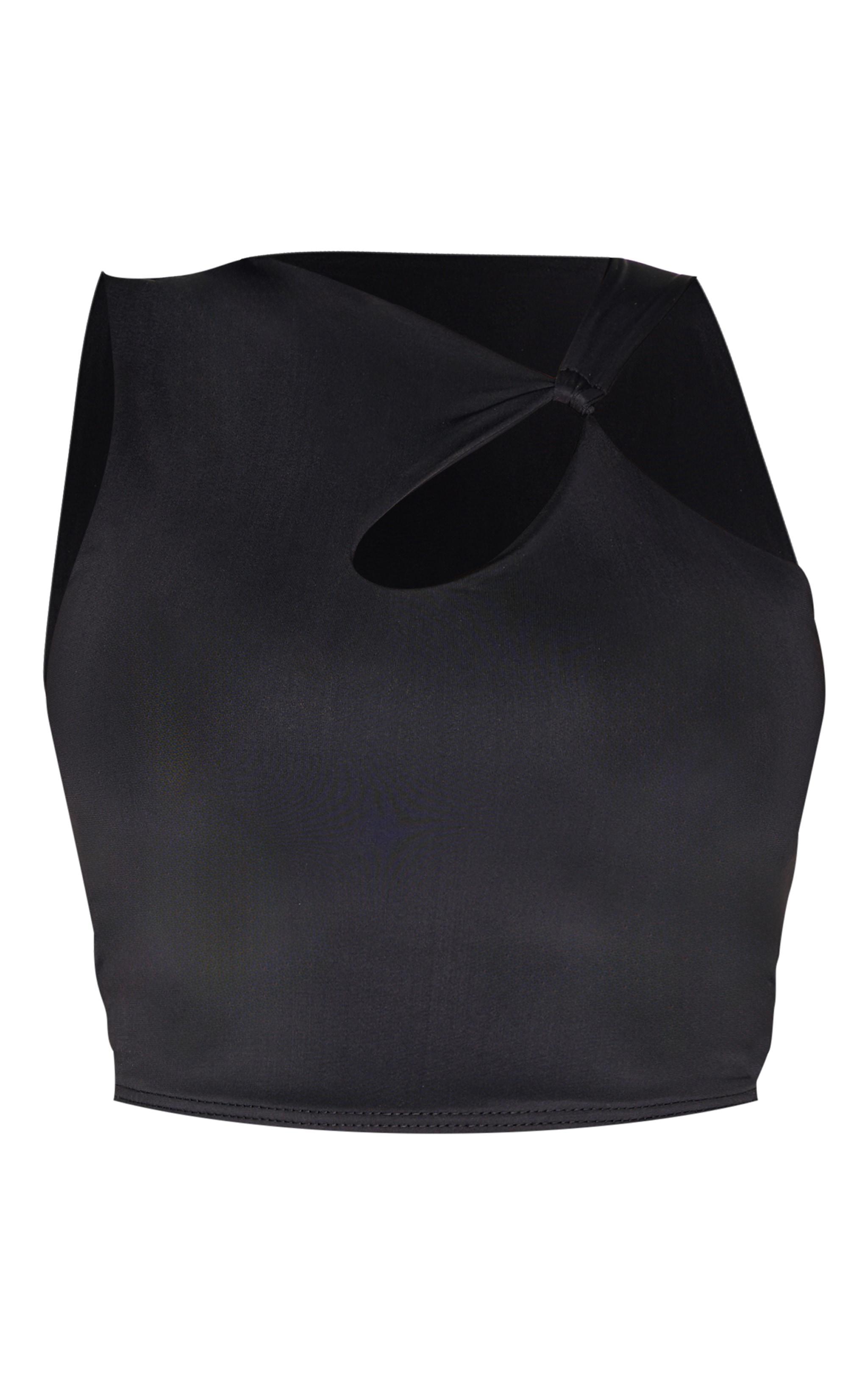 Shape Black Sculpt Twist Shoulder Crop Top Product Image