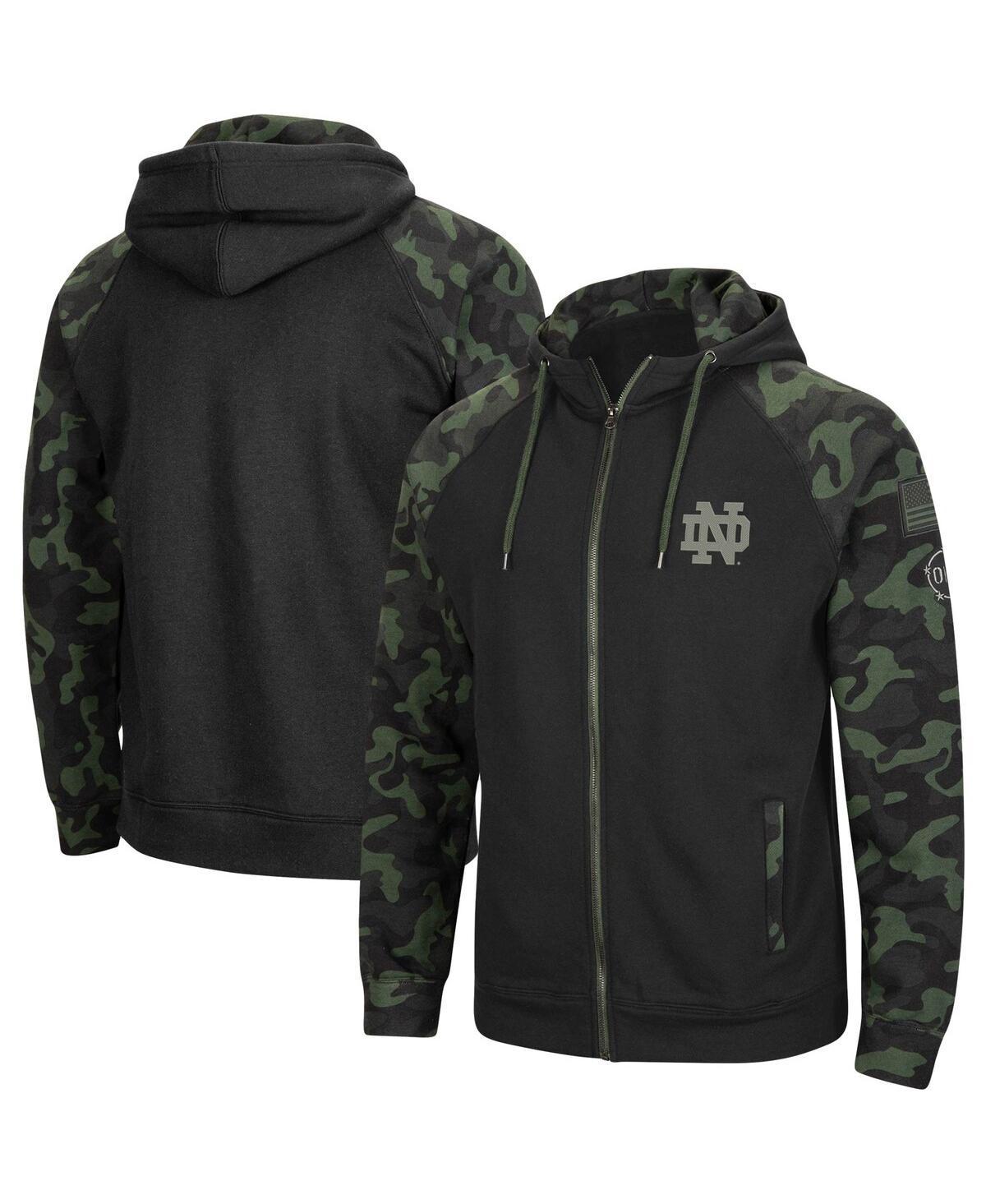 Mens Colosseum Black Notre Dame Fighting Irish Oht Military-Inspired Appreciation Camo Raglan Full-Zip Hoodie Product Image