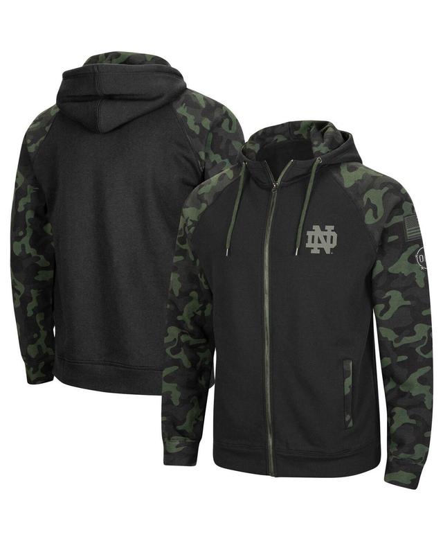 Mens Colosseum Black Notre Dame Fighting Irish Oht Military-Inspired Appreciation Camo Raglan Full-Zip Hoodie Product Image