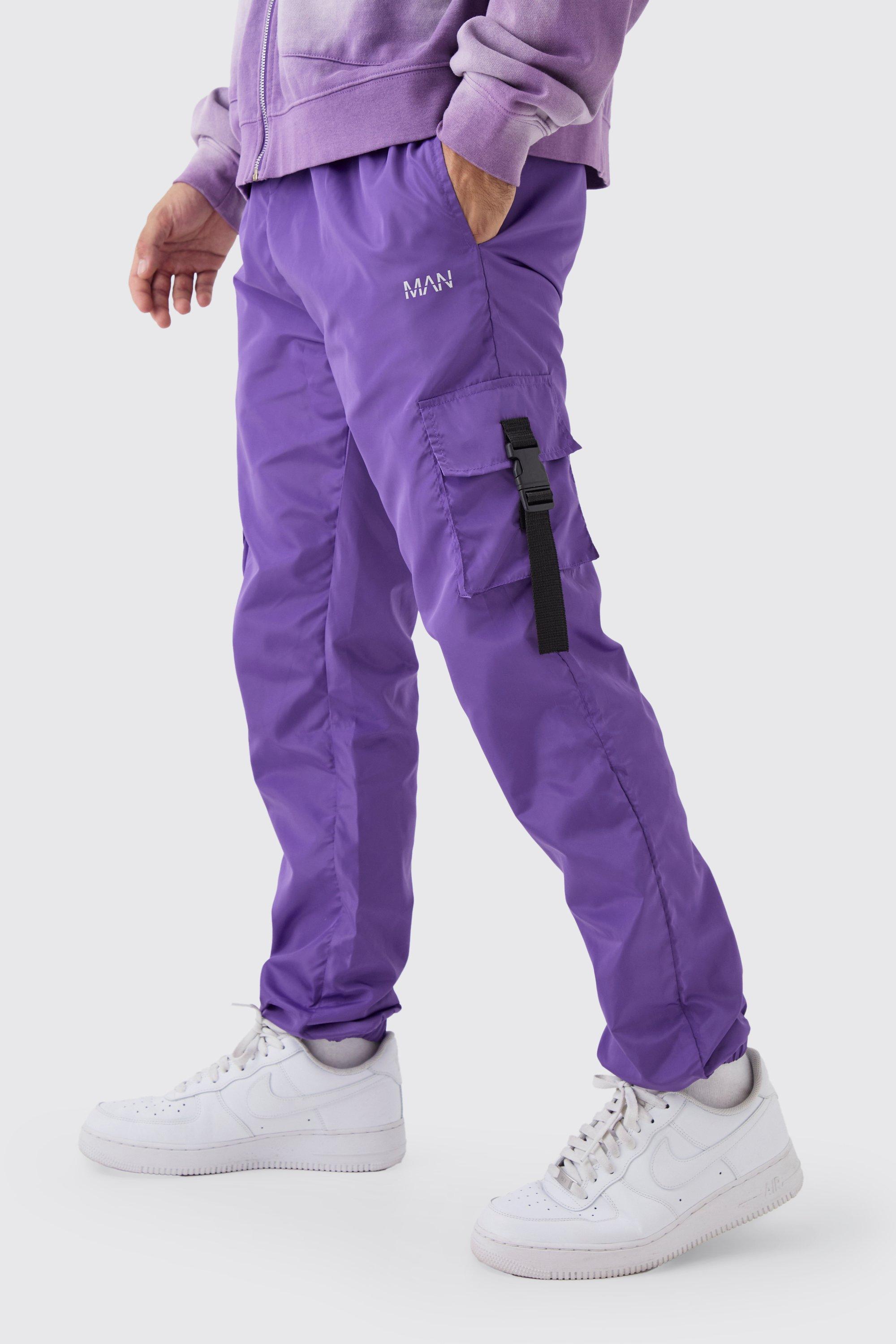 Elasticated Waist Slim Fit Man Shell Cargo Sweatpants | boohooMAN USA Product Image