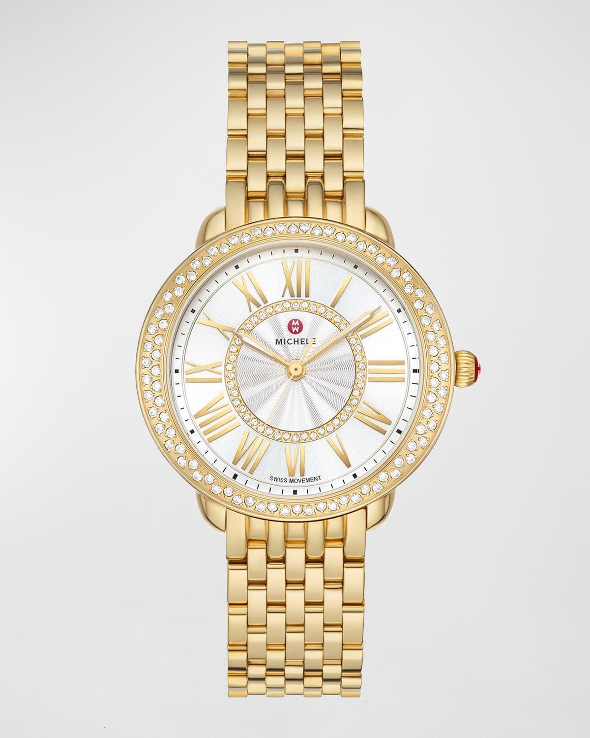 Serein Mid Diamond Gold-Plated Watch with White Sunray Dial Product Image