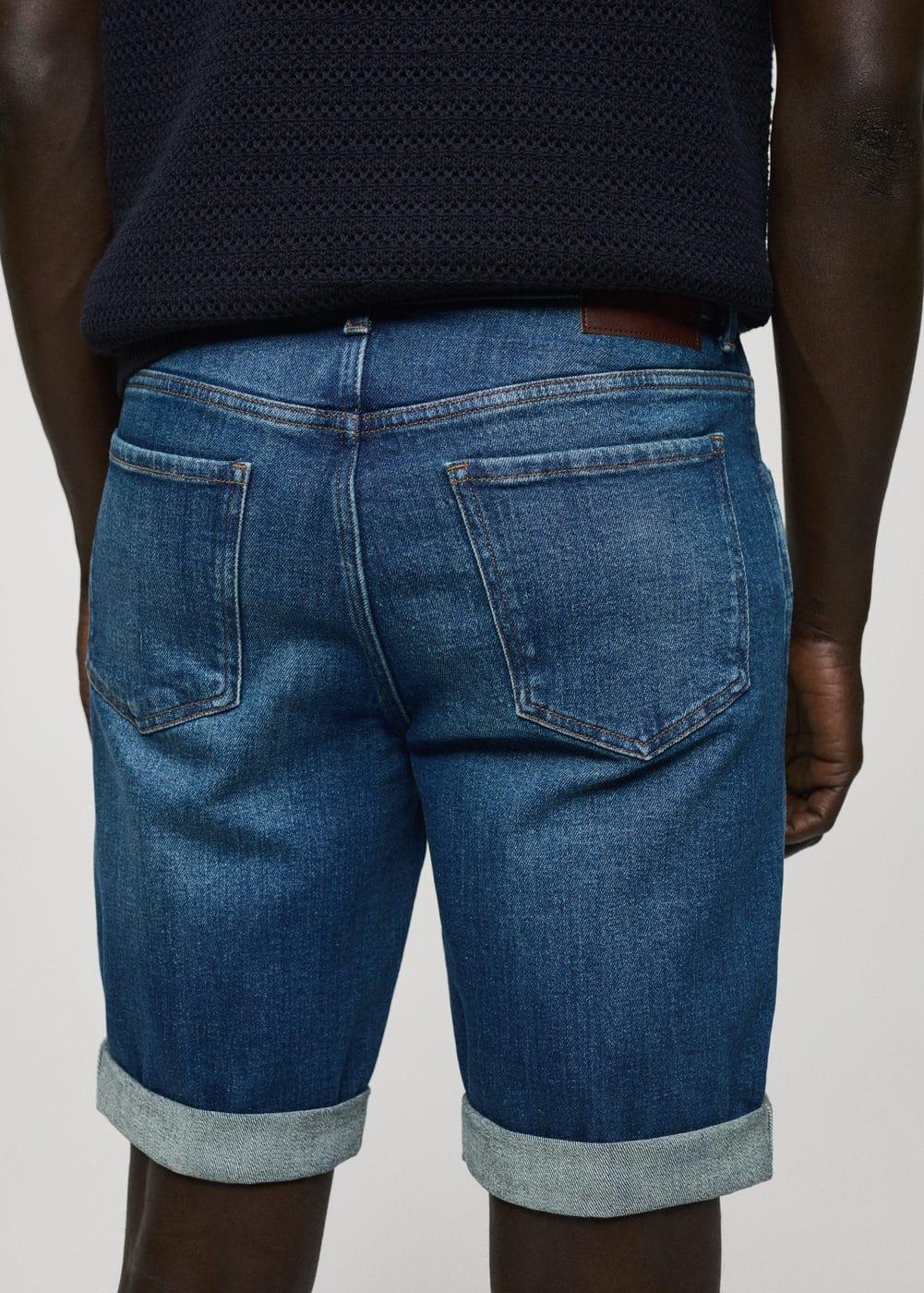 MANGO MAN - Slim-fit denim bermuda shorts dark blueMen Product Image