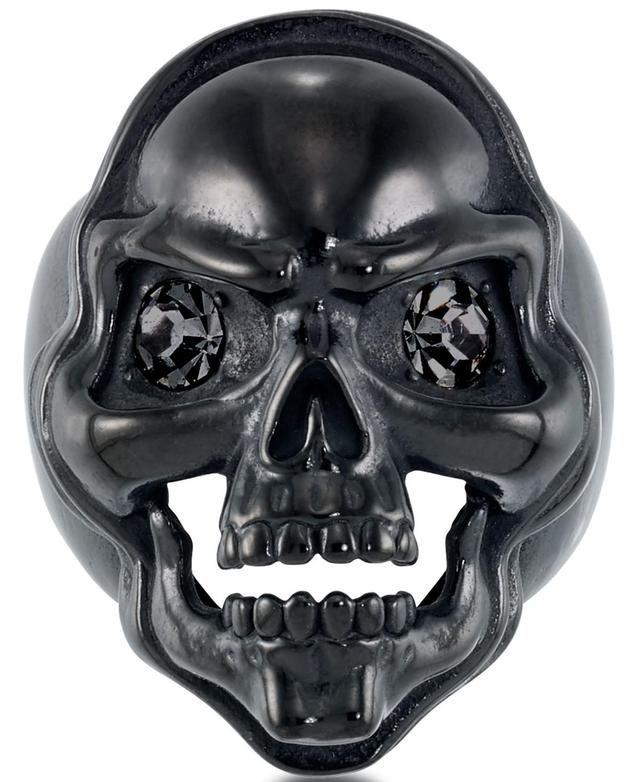 Andrew Charles by Andy Hilfiger Mens Cubic Zirconia Skull Ring in Black Ion-Plated Stainless Steel Product Image