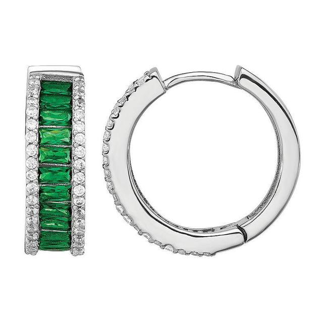 Sophie Miller Sterling Green Crystal & Cubic Zirconia Hoop Earrings, Womens Product Image