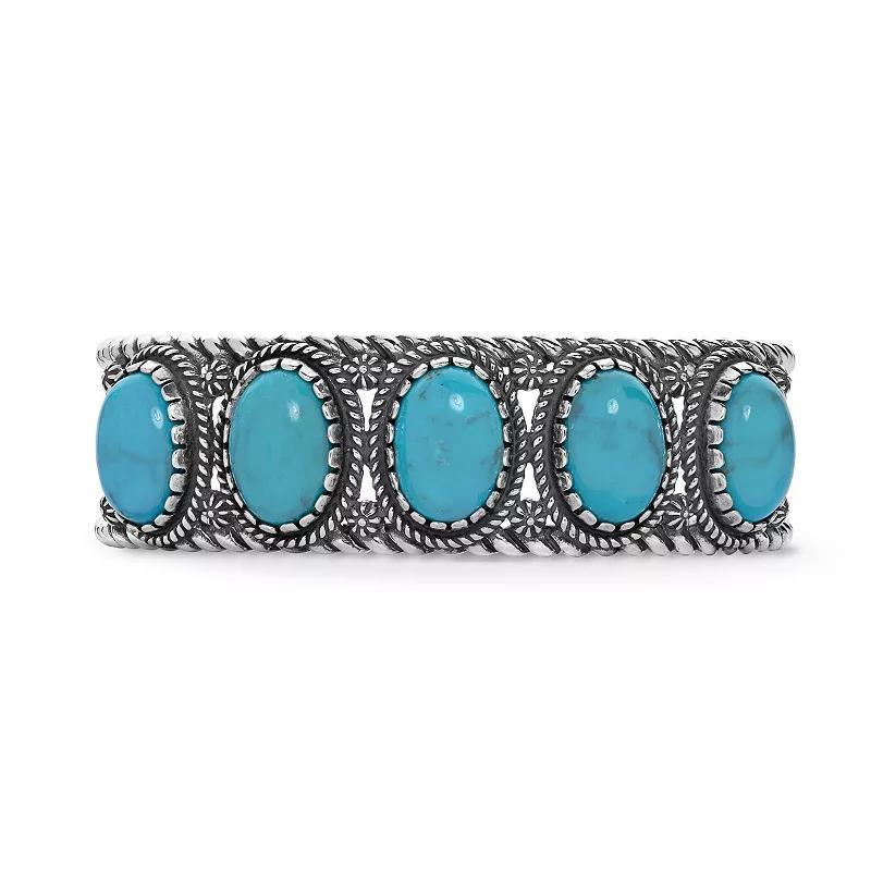 Southwest Spirit Sterling Silver and Turquoise Cuff Bracelet, Womens Blue Turquoise Product Image