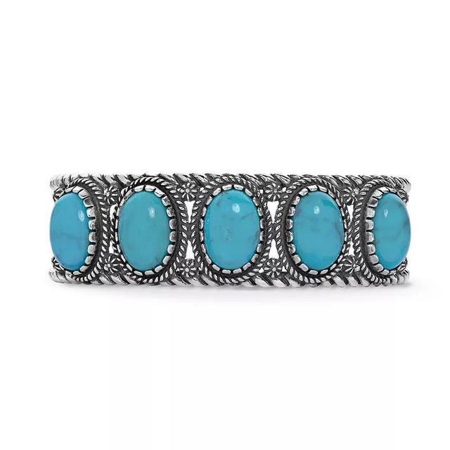 Southwest Spirit Sterling Silver and Turquoise Cuff Bracelet, Womens Blue Turquoise Product Image