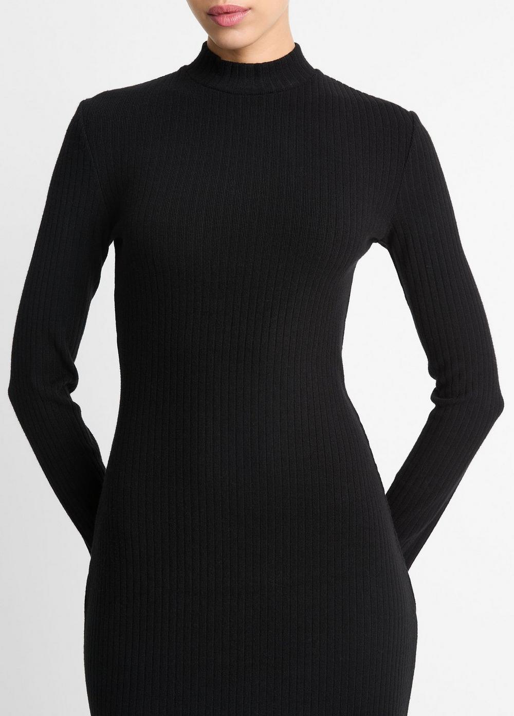 Ribbed Long-Sleeve Short Dress Product Image