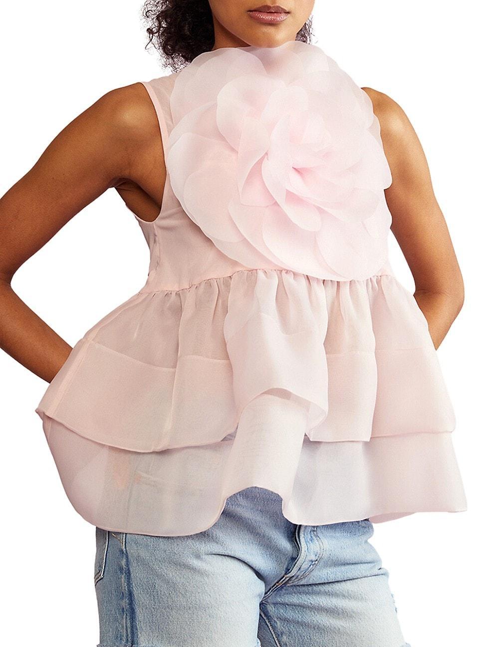 Womens Flower Tiered Organza Top Product Image