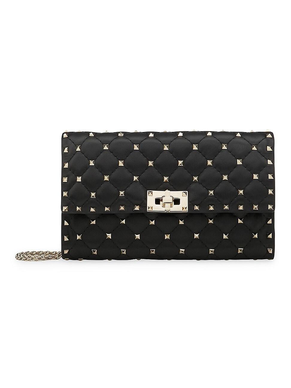 Womens Rockstud Spike Nappa Leather Crossbody Clutch Bag Product Image