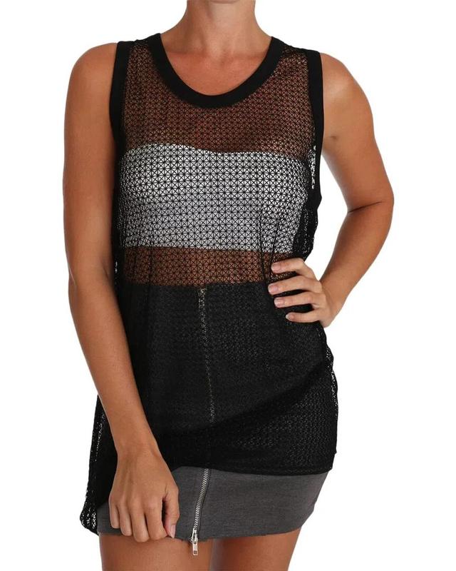 Black Mesh Transparent Blouse Wome Product Image