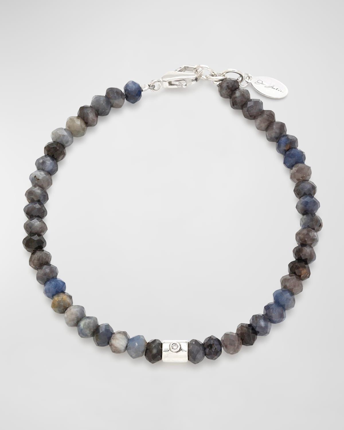 Mens Blue Sapphire Beaded Bracelet Product Image