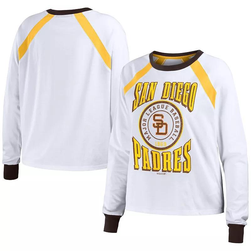 Womens WEAR by Erin Andrews San Diego Padres Raglan Long Sleeve T-Shirt Product Image