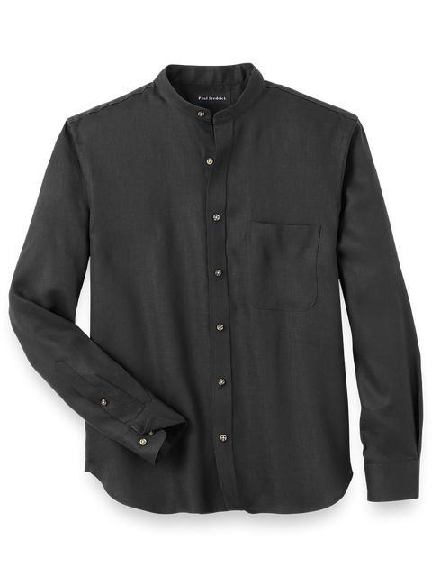 Linen Solid Casual Shirt - Black Product Image