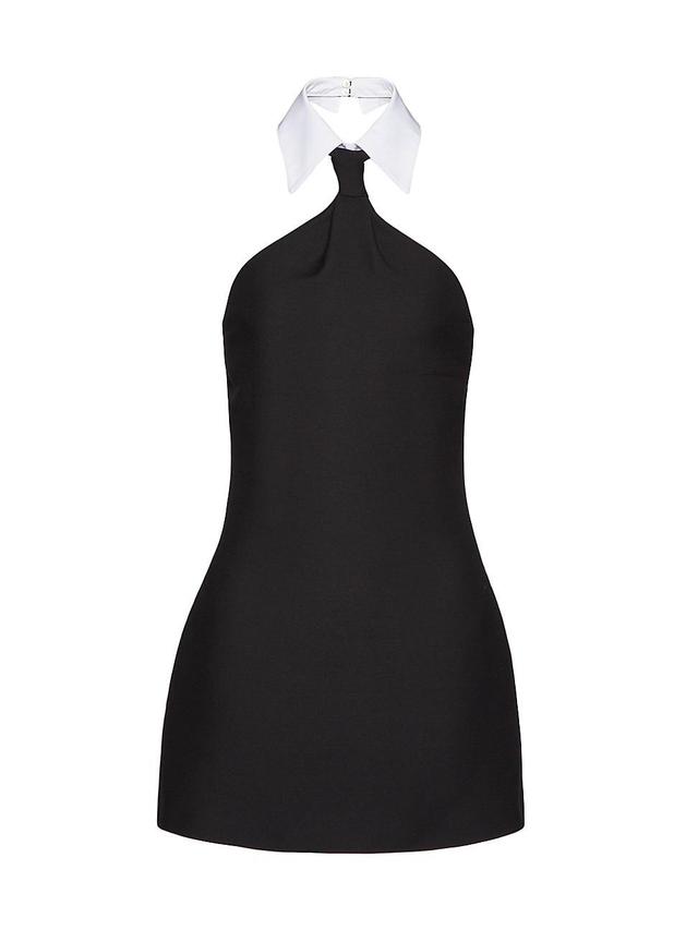 Collared-Halter Crepe Mini Couture Dress Product Image