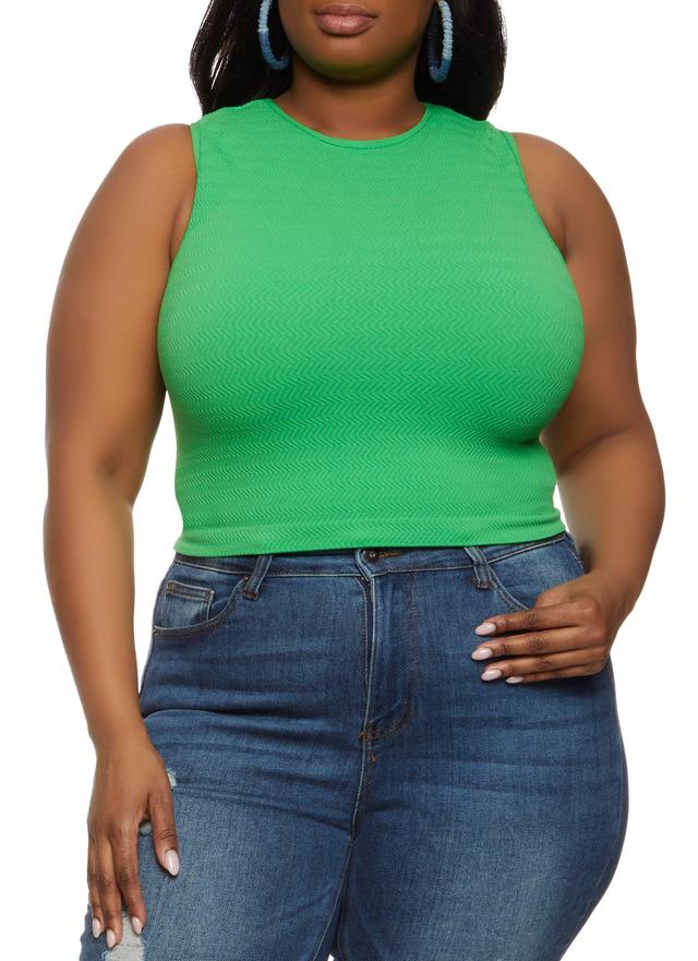 Womens Plus Size Textured Knit Cropped Tank Top Product Image