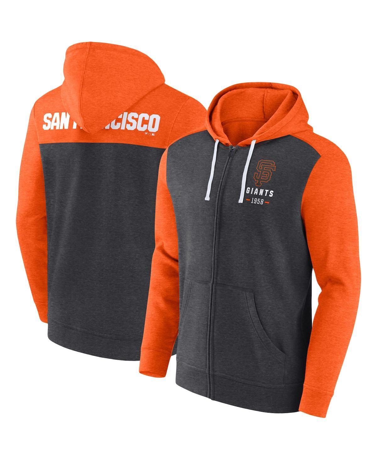 Mens Fanatics Branded Heathered Charcoal/Heathered Orange San Francisco Giants Blown Away Full-Zip Hoodie Product Image