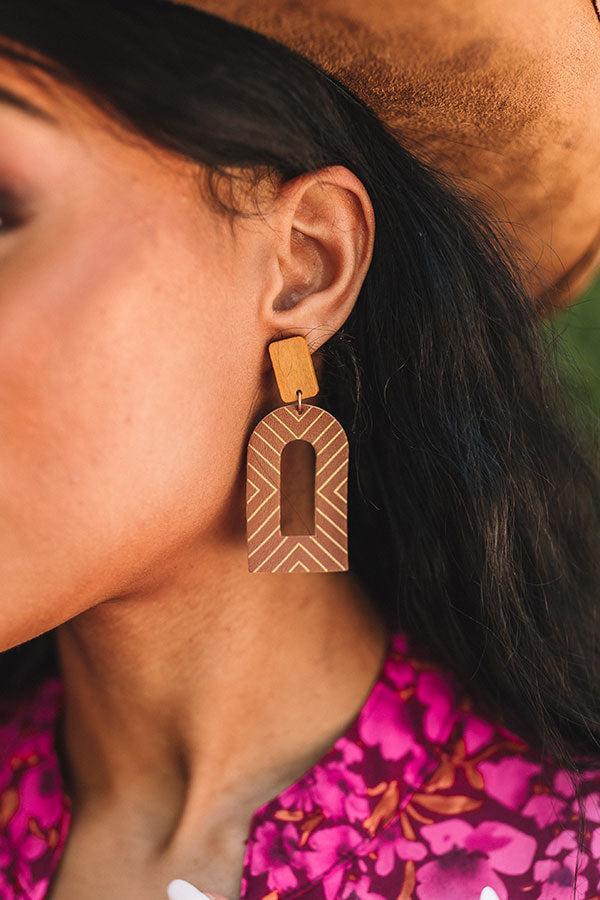 New Path Faux Leather Earrings In Brown Product Image