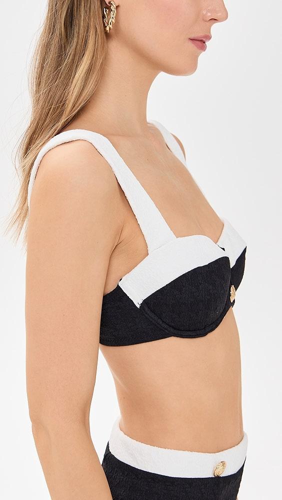 L'AGENCE Alexandria Colorblock Chic Structured Bra Top with Gold Buttons | Shopbop Product Image