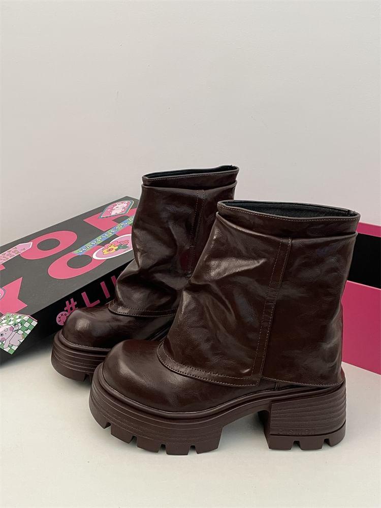 Platform Chunky Heel Short Boots product image