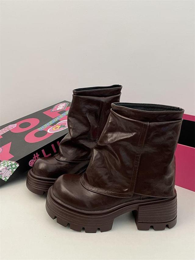 Platform Chunky Heel Short Boots Product Image