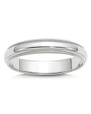 Bloomingdales Mens 4mm Half Round Milgrain Band 14K White Gold - 100% Exclusive Product Image