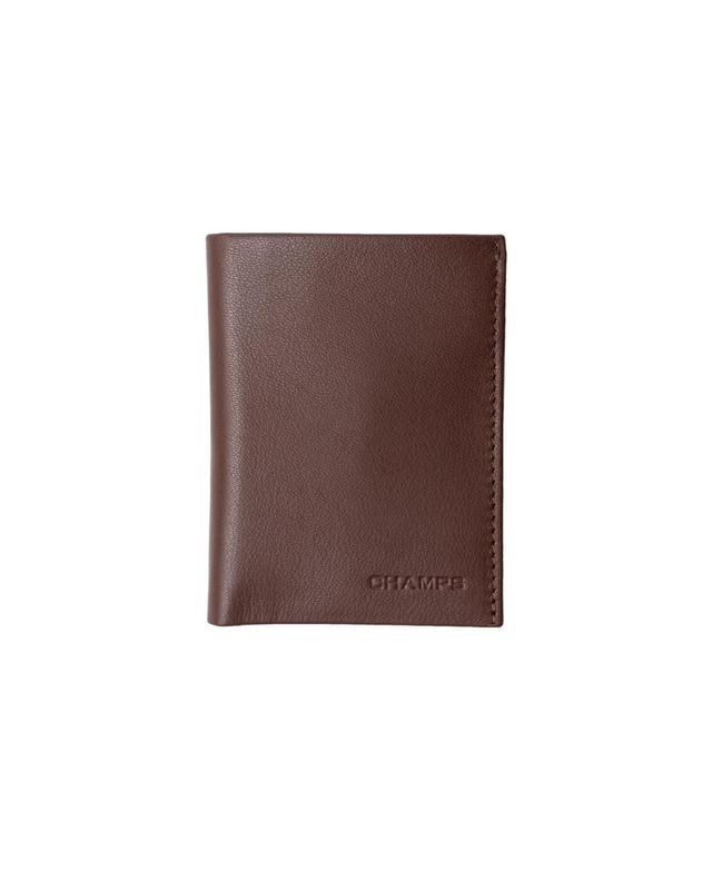 CHAMPS Minimalist Brown Genuine Leather RFID Blocking Slim Sleeve Wallet in Gift Box Product Image