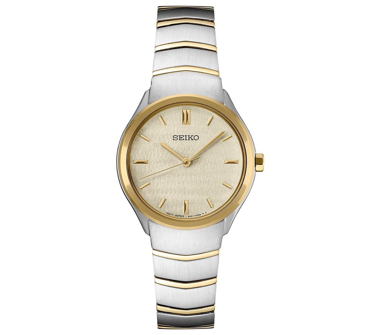 Seiko Womens Essentials Champagne Dial Two Tone Stainless Steel Watch Gold Silver Product Image