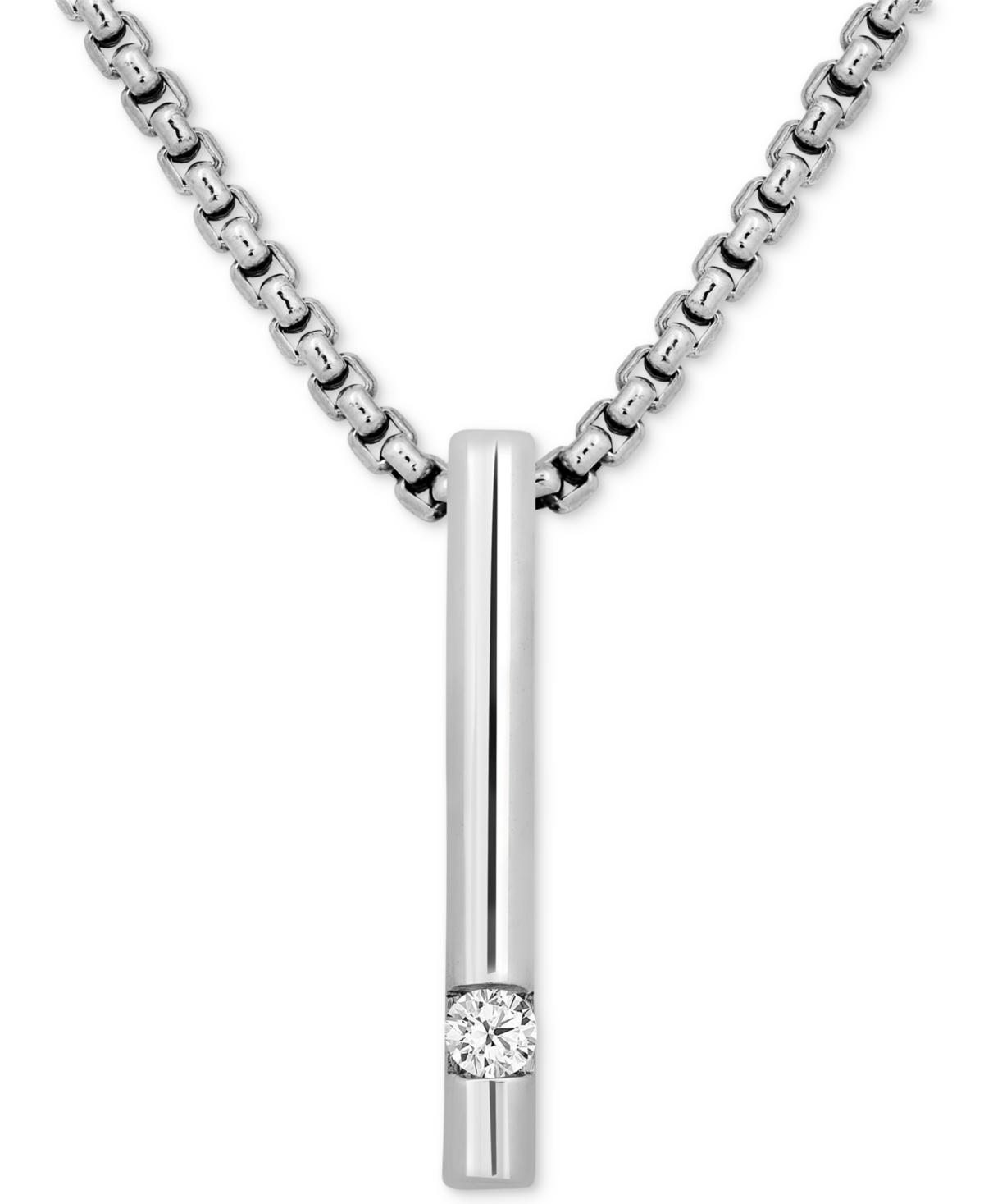 Mens Diamond Solitaire Vertical Bar 22 Pendant Necklace (1/10 ct. t.w.) Product Image