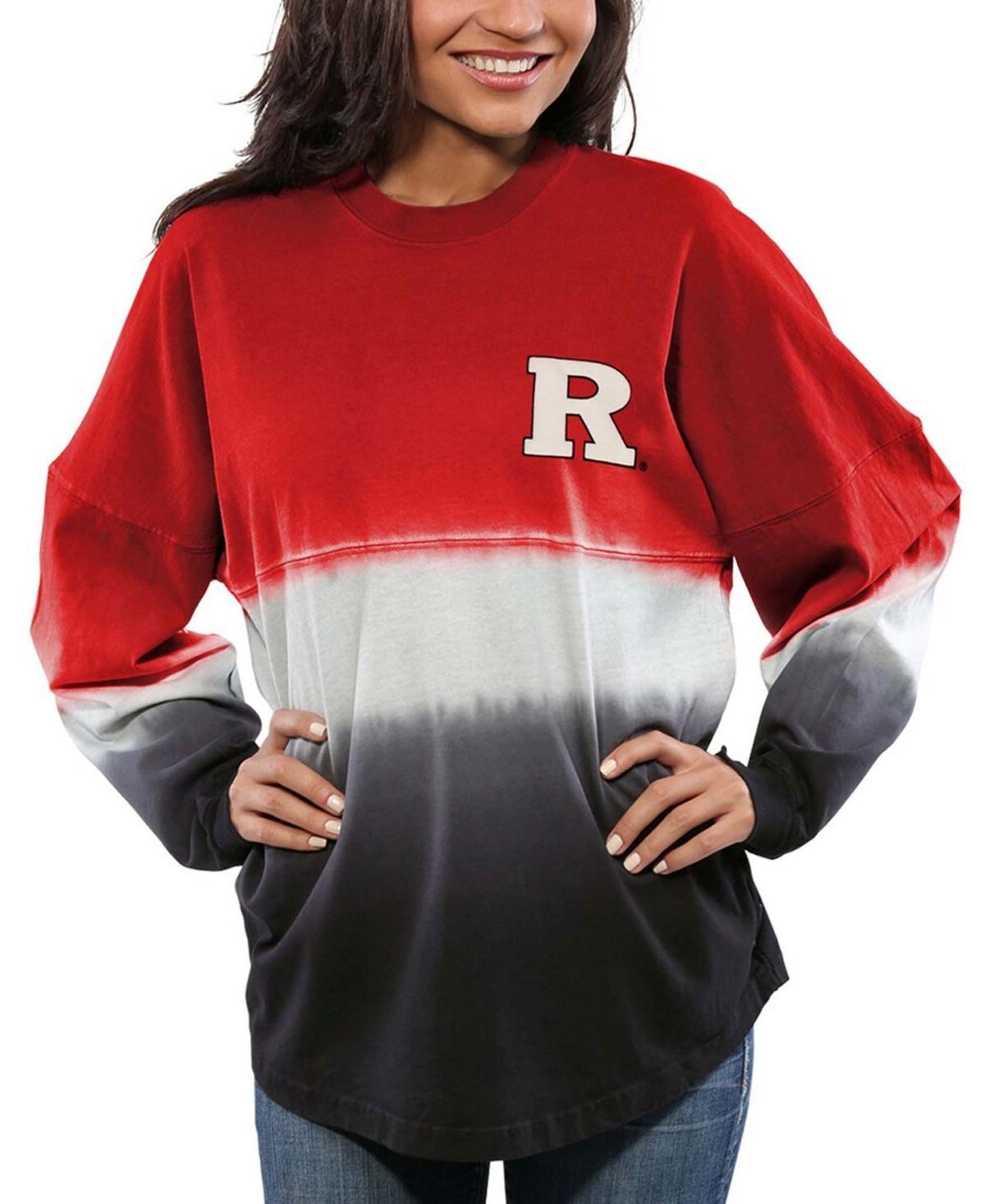 Womens Scarlet Rutgers Scarlet Knights Ombre Long Sleeve Dip-Dyed Spirit Jersey Product Image