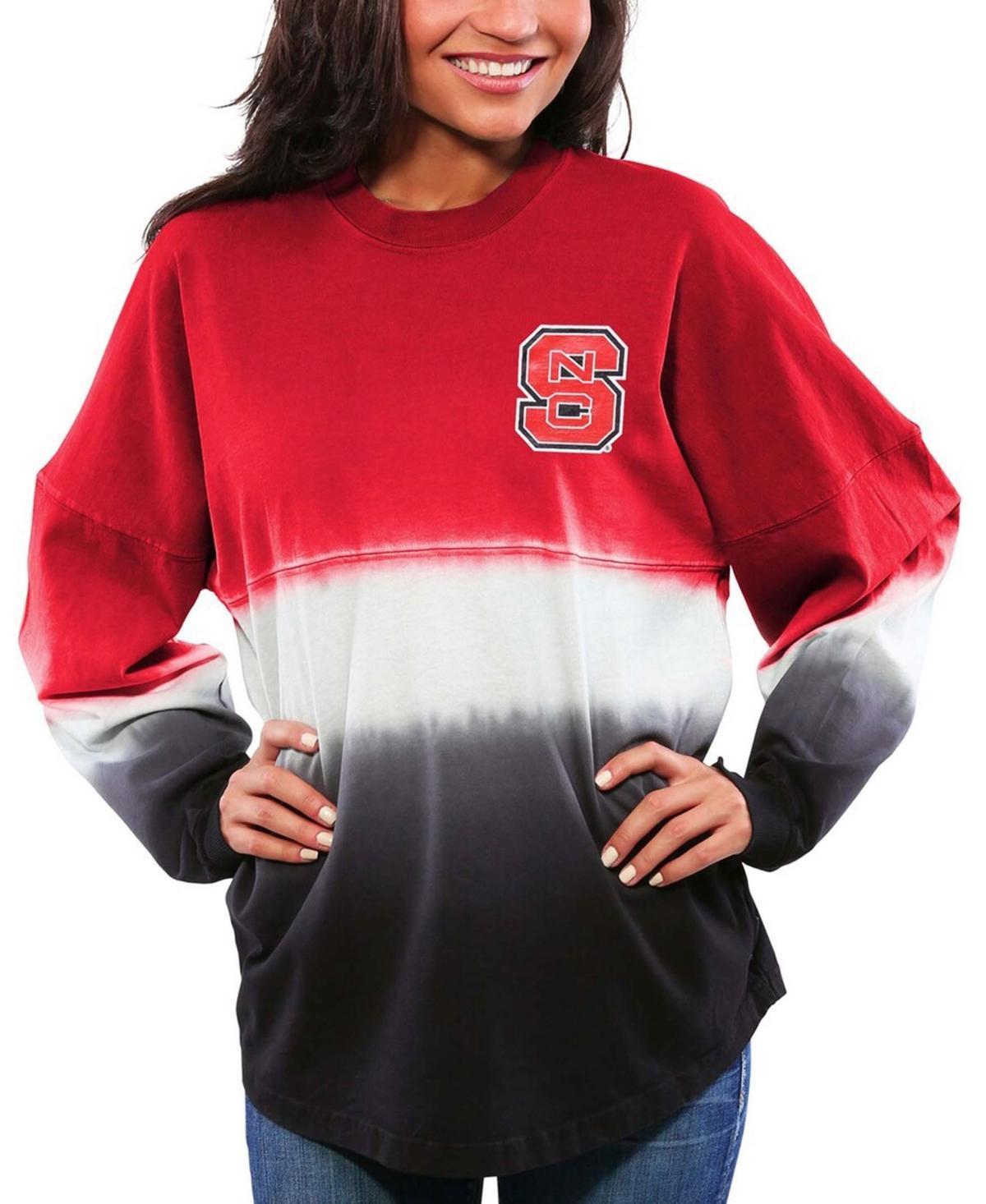 Womens Red NC State Wolfpack Ombre Long Sleeve Dip-Dyed Spirit Jersey Product Image