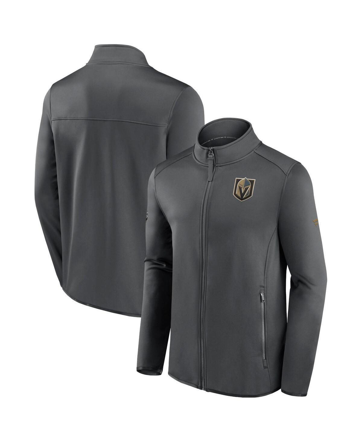 Mens Fanatics Branded Gray Vegas Golden Knights Authentic Pro Rink Fleece Full-Zip Jacket Black Product Image