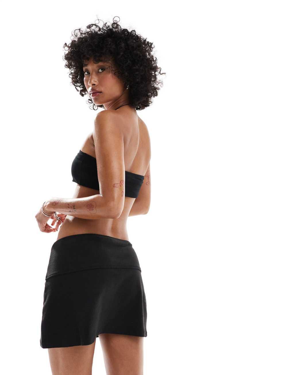 Weekday terrycloth beach mini skirt in black Product Image