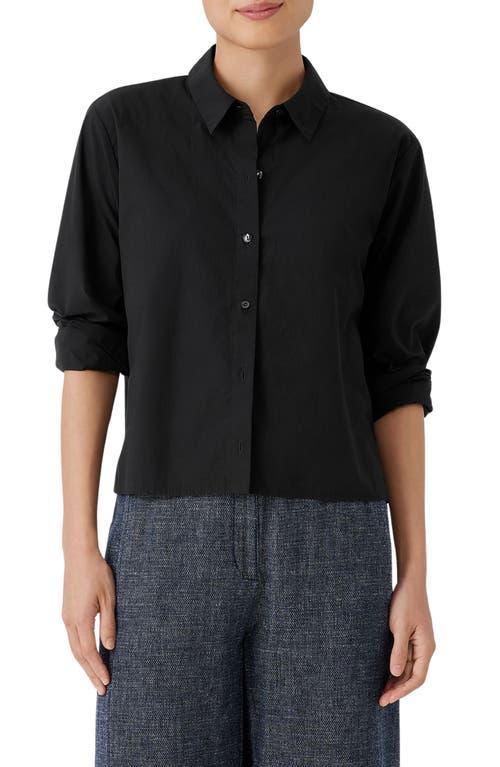 Womens Button-Up Crop Shirt Product Image